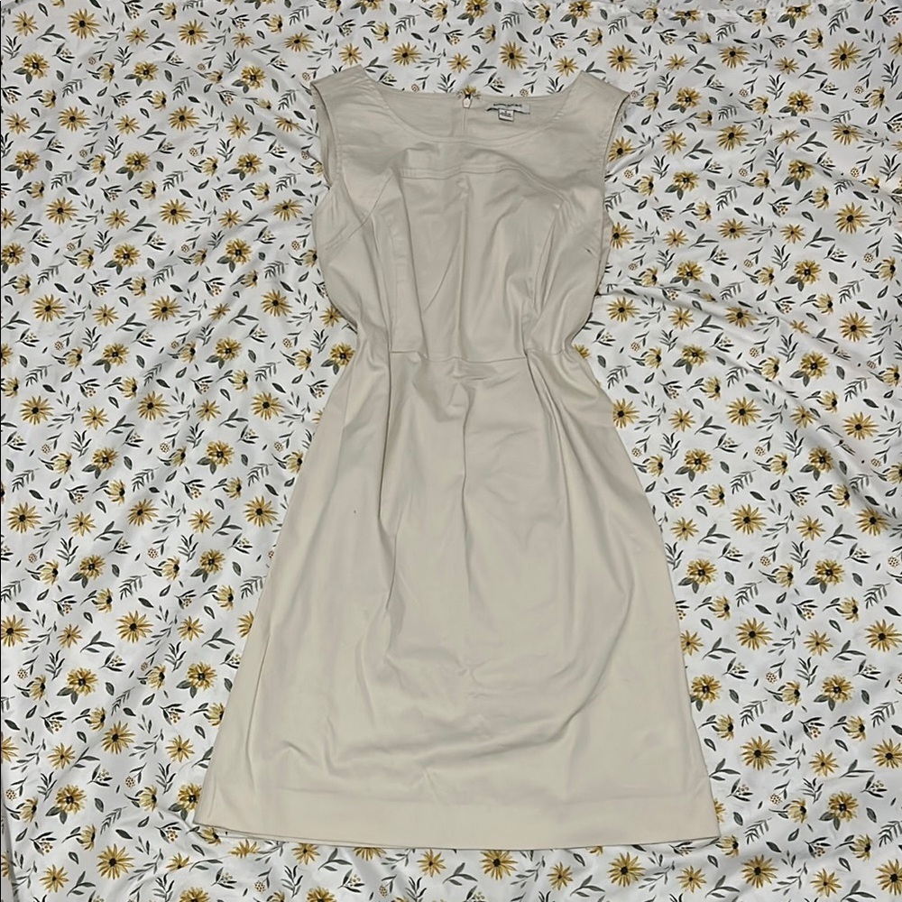 Banana Republic Cream Ruched Sheath Midi Dress